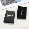 imageORAZIO Cross Necklace for Women 925 Sterling Silver Cross Necklace Tiny CZ SilverGold Cross Necklace Simple Box Chain Cross Pendant Choker NecklaceCubic Zirconia Cross Gold