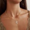 imageORAZIO Cross Necklace for Women 925 Sterling Silver Cross Necklace Tiny CZ SilverGold Cross Necklace Simple Box Chain Cross Pendant Choker NecklaceCubic Zirconia Cross Gold