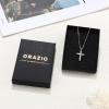 imageORAZIO Cross Necklace for Women 925 Sterling Silver Cross Necklace Tiny CZ SilverGold Cross Necklace Simple Box Chain Cross Pendant Choker NecklaceCubic Zirconia Cross Silver