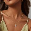 imageORAZIO Cross Necklace for Women 925 Sterling Silver Cross Necklace Tiny CZ SilverGold Cross Necklace Simple Box Chain Cross Pendant Choker NecklaceCubic Zirconia Cross Gold