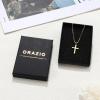 imageORAZIO Cross Necklace for Women 925 Sterling Silver Cross Necklace Tiny CZ SilverGold Cross Necklace Simple Box Chain Cross Pendant Choker NecklaceGold Cross Necklace