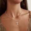imageORAZIO Cross Necklace for Women 925 Sterling Silver Cross Necklace Tiny CZ SilverGold Cross Necklace Simple Box Chain Cross Pendant Choker NecklaceSilver Cross Necklace