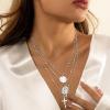 imageORAZIO Cross NecklaceLayered Necklaces for WomenDainty 14K Gold Silver Plated Cross PendantCrucifix Blessed Virgin Mary Pendant NecklaceFaith Religious JewelryB2PCS Silver Tone