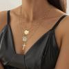 imageORAZIO Cross NecklaceLayered Necklaces for WomenDainty 14K Gold Silver Plated Cross PendantCrucifix Blessed Virgin Mary Pendant NecklaceFaith Religious JewelryA2PCS Gold Tone