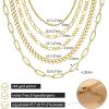 imageORAZIO Gold Layered Necklaces for Women 14k Gold Plated Herringbone Necklace Dainty Snake Paperclip Chain Layering Necklaces Gold Choker Necklace Jewelry SetFigaro Chain Layered