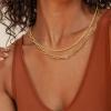 imageORAZIO Gold Layered Necklaces for Women 14k Gold Plated Herringbone Necklace Dainty Snake Paperclip Chain Layering Necklaces Gold Choker Necklace Jewelry SetSnake Chain Layered