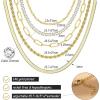 imageORAZIO Gold Layered Necklaces for Women 14k Gold Plated Herringbone Necklace Dainty Snake Paperclip Chain Layering Necklaces Gold Choker Necklace Jewelry SetHerringbone Chain Layered
