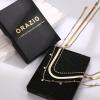 imageORAZIO Gold Necklaces for WomenLayered Gold Necklaces Non Tarnish14K Gold Plated Dainty Gold Necklace StackCuban Link Paperclip Chain Toggle Clasp Necklace Fashion Waterproof Gold Jewelry for Women3PcsHerringbone  Bead  CZ