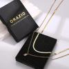 imageORAZIO Gold Necklaces for WomenLayered Gold Necklaces Non Tarnish14K Gold Plated Dainty Gold Necklace StackCuban Link Paperclip Chain Toggle Clasp Necklace Fashion Waterproof Gold Jewelry for Women2PcsHerringbone  Square CZ