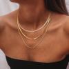 imageORAZIO Gold Necklaces for WomenLayered Gold Necklaces Non Tarnish14K Gold Plated Dainty Gold Necklace StackCuban Link Paperclip Chain Toggle Clasp Necklace Fashion Waterproof Gold Jewelry for Women3PcsHerringbone  Tennis  Twist