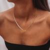 imageORAZIO Gold Necklaces for WomenLayered Gold Necklaces Non Tarnish14K Gold Plated Dainty Gold Necklace StackCuban Link Paperclip Chain Toggle Clasp Necklace Fashion Waterproof Gold Jewelry for Women1PcsToggle