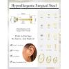 imageORAZIO Small Flat Back EarringsPush in Stud Earrings for Women MenHypoallergenic 14K Gold Plated Surgical Stainless Steel Threadless EarringFlatback Stud Hoop Cartilage Earring Set for Multiple Piercing14K Gold