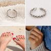 imageORAZIO Toe Rings for Women925 Sterling Silver Toe Rings Adjustable Toe Rings  CZ Flower Cross Twist Knot Opal Toe Ring Cuff  Open Womens Toe Rings Stylish Beach Band Ring Nail Rings Foot Jewelry for Summer1PCS Black Twist