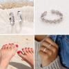 imageORAZIO Toe Rings for Women925 Sterling Silver Toe Rings Adjustable Toe Rings  CZ Flower Cross Twist Knot Opal Toe Ring Cuff  Open Womens Toe Rings Stylish Beach Band Ring Nail Rings Foot Jewelry for Summer2PCS OpalDaisy Flower
