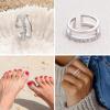imageORAZIO Toe Rings for Women925 Sterling Silver Toe Rings Adjustable Toe Rings  CZ Flower Cross Twist Knot Opal Toe Ring Cuff  Open Womens Toe Rings Stylish Beach Band Ring Nail Rings Foot Jewelry for Summer1PCS CZ Bars