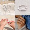imageORAZIO Toe Rings for Women925 Sterling Silver Toe Rings Adjustable Toe Rings  CZ Flower Cross Twist Knot Opal Toe Ring Cuff  Open Womens Toe Rings Stylish Beach Band Ring Nail Rings Foot Jewelry for Summer2PCS CZDaisy Flower
