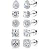 imageORAZIO 5 Pairs Flat Back Stud Earrings 20G18G Surgical Steel Cubic Zirconia Stud Earrings with Screw Backs for Women Square Teardrop Halo Earrings Studs Cartilage Ear Stud Piercing Flat Back Earrings GoldSilver ToneSilver Tone