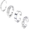 imageORAZIO 925 Sterling Silver Toe Rings For Women Adjustable Triple Band Toe Ring Set Cute Toe Rings JewelrySilver