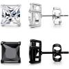 2 Pairs Cubic Zirconia Diameter:8mm