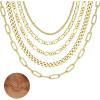 imageORAZIO Gold Layered Necklaces for Women 14k Gold Plated Herringbone Necklace Dainty Snake Paperclip Chain Layering Necklaces Gold Choker Necklace Jewelry SetFigaro Chain Layered