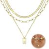 imageORAZIO Gold Layered Necklaces for Women Trendy 14K Gold Initial Necklace Personalized AZ Name Tag Pendant Letter Necklace Paperclip Snake Chain Layering Necklace Set Dainty Gold Jewelry Gifts14K GoldB