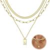 imageORAZIO Gold Layered Necklaces for Women Trendy 14K Gold Initial Necklace Personalized AZ Name Tag Pendant Letter Necklace Paperclip Snake Chain Layering Necklace Set Dainty Gold Jewelry Gifts14K GoldS
