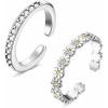 imageORAZIO Toe Rings for Women 925 Sterling Silver Toe Rings Adjustable Band Silver Toe Rings Snake Cubic Zirconia Daisy Flower Open Cuff Toe Ring Set Beach Foot Jewelry for Summer2 Pcs
