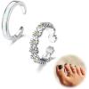 imageORAZIO Toe Rings for Women925 Sterling Silver Toe Rings Adjustable Toe Rings  CZ Flower Cross Twist Knot Opal Toe Ring Cuff  Open Womens Toe Rings Stylish Beach Band Ring Nail Rings Foot Jewelry for Summer2PCS OpalDaisy Flower