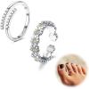 imageORAZIO Toe Rings for Women925 Sterling Silver Toe Rings Adjustable Toe Rings  CZ Flower Cross Twist Knot Opal Toe Ring Cuff  Open Womens Toe Rings Stylish Beach Band Ring Nail Rings Foot Jewelry for Summer2PCS CZDaisy Flower