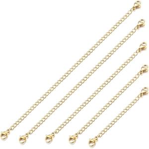 imageORAZIO 510Pcs Stainless Steel Necklace Bracelet Extender Chain Set2quot 3quot 4quot 5quot 6quotGold tone