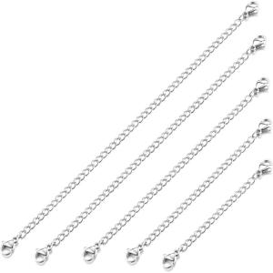 imageORAZIO 510Pcs Stainless Steel Necklace Bracelet Extender Chain Set2quot 3quot 4quot 5quot 6quotSilver tone