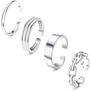 imageORAZIO 925 Sterling Silver Toe Rings For Women Adjustable Triple Band Toe Ring Set Cute Toe Rings JewelrySilver