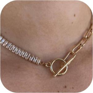 imageORAZIO Gold Necklaces for WomenLayered Gold Necklaces Non Tarnish14K Gold Plated Dainty Gold Necklace StackCuban Link Paperclip Chain Toggle Clasp Necklace Fashion Waterproof Gold Jewelry for Women1PcsToggle