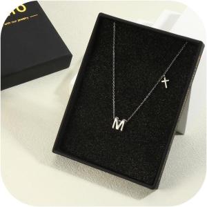 imageORAZIO Initial Necklaces for Women 14K Gold PlatedSilver Initial Necklace Dainty Letter Cross Necklace Tiny AZ Pendant Necklace Trendy Initial Cross Choker Necklace Personalized Mothers Day GiftSilver
