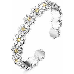 imageORAZIO Toe Rings for Women 925 Sterling Silver Toe Rings Adjustable Band Silver Toe Rings Snake Cubic Zirconia Daisy Flower Open Cuff Toe Ring Set Beach Foot Jewelry for Summer1 Pcs