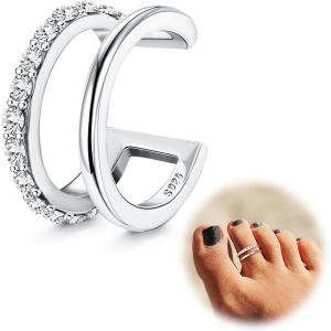 imageORAZIO Toe Rings for Women925 Sterling Silver Toe Rings Adjustable Toe Rings  CZ Flower Cross Twist Knot Opal Toe Ring Cuff  Open Womens Toe Rings Stylish Beach Band Ring Nail Rings Foot Jewelry for Summer1PCS CZ Bars