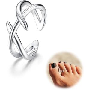 imageORAZIO Toe Rings for Women925 Sterling Silver Toe Rings Adjustable Toe Rings  CZ Flower Cross Twist Knot Opal Toe Ring Cuff  Open Womens Toe Rings Stylish Beach Band Ring Nail Rings Foot Jewelry for Summer1PCS Twist