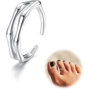 imageORAZIO Toe Rings for Women925 Sterling Silver Toe Rings Adjustable Toe Rings  CZ Flower Cross Twist Knot Opal Toe Ring Cuff  Open Womens Toe Rings Stylish Beach Band Ring Nail Rings Foot Jewelry for Summer1PCS Bamboo
