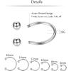 imageORAZIO 12Pcs 1416G Stainless Steel Nose Rings Septum Piercing Cartilage Horseshoe Earring Body Piercing 6MM16MMA12PCS 16G SilverBlack