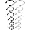 imageORAZIO 12Pcs 1416G Stainless Steel Nose Rings Septum Piercing Cartilage Horseshoe Earring Body Piercing 6MM16MMA12PCS 16G SilverBlack