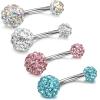 imageORAZIO 14G 316L Stainless Steel Belly Button Ring48Pcs Belly Button Rings Internally Threaded Round Nipple Barbell Studs Navel RingMulticolor Round CZ Belly Rings for Women Body Piercing JewelryB4Pcs  WhiteBluePinkMilky