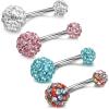 imageORAZIO 14G 316L Stainless Steel Belly Button Ring48Pcs Belly Button Rings Internally Threaded Round Nipple Barbell Studs Navel RingMulticolor Round CZ Belly Rings for Women Body Piercing JewelryD4Pcs  WhiteBluePinkColorful