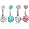 imageORAZIO 14G 316L Stainless Steel Belly Button Ring48Pcs Belly Button Rings Internally Threaded Round Nipple Barbell Studs Navel RingMulticolor Round CZ Belly Rings for Women Body Piercing JewelryB4Pcs  WhiteBluePinkMilky