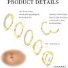 imageORAZIO 14G Belly Button Ring Hoop Surgical Steel Belly Button Hoop Rings Hinged Seamless Clicker Belly Ring CZ Paved Belly Piercing Jewelry Gold Silver 1012mmGold Tone10mm