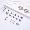 imageORAZIO 14G Nipple Rings for Women Surgical Steel Belly Button Ring Butterfly Daisy Flower Nipple Barbells CZ Heart Curved Navel Rings 12 PCS Nipple Piercings Jewelry SetPurple