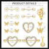 imageORAZIO 14G Nipple Rings for Women Surgical Steel Belly Button Ring Butterfly Daisy Flower Nipple Barbells CZ Heart Curved Navel Rings 12 PCS Nipple Piercings Jewelry SetGold Tone