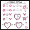 imageORAZIO 14G Nipple Rings for Women Surgical Steel Belly Button Ring Butterfly Daisy Flower Nipple Barbells CZ Heart Curved Navel Rings 12 PCS Nipple Piercings Jewelry SetPink