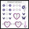 imageORAZIO 14G Nipple Rings for Women Surgical Steel Belly Button Ring Butterfly Daisy Flower Nipple Barbells CZ Heart Curved Navel Rings 12 PCS Nipple Piercings Jewelry SetPurple