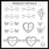 imageORAZIO 14G Nipple Rings for Women Surgical Steel Belly Button Ring Butterfly Daisy Flower Nipple Barbells CZ Heart Curved Navel Rings 12 PCS Nipple Piercings Jewelry SetSilver Tone