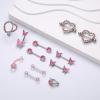 imageORAZIO 14G Nipple Rings for Women Surgical Steel Belly Button Ring Butterfly Daisy Flower Nipple Barbells CZ Heart Curved Navel Rings 12 PCS Nipple Piercings Jewelry SetPink